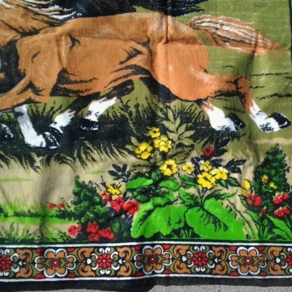 Wild Running Horses Tapestry Wall Hanging Material Art